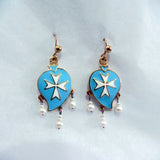 Knights of St. John enamel heart earrings